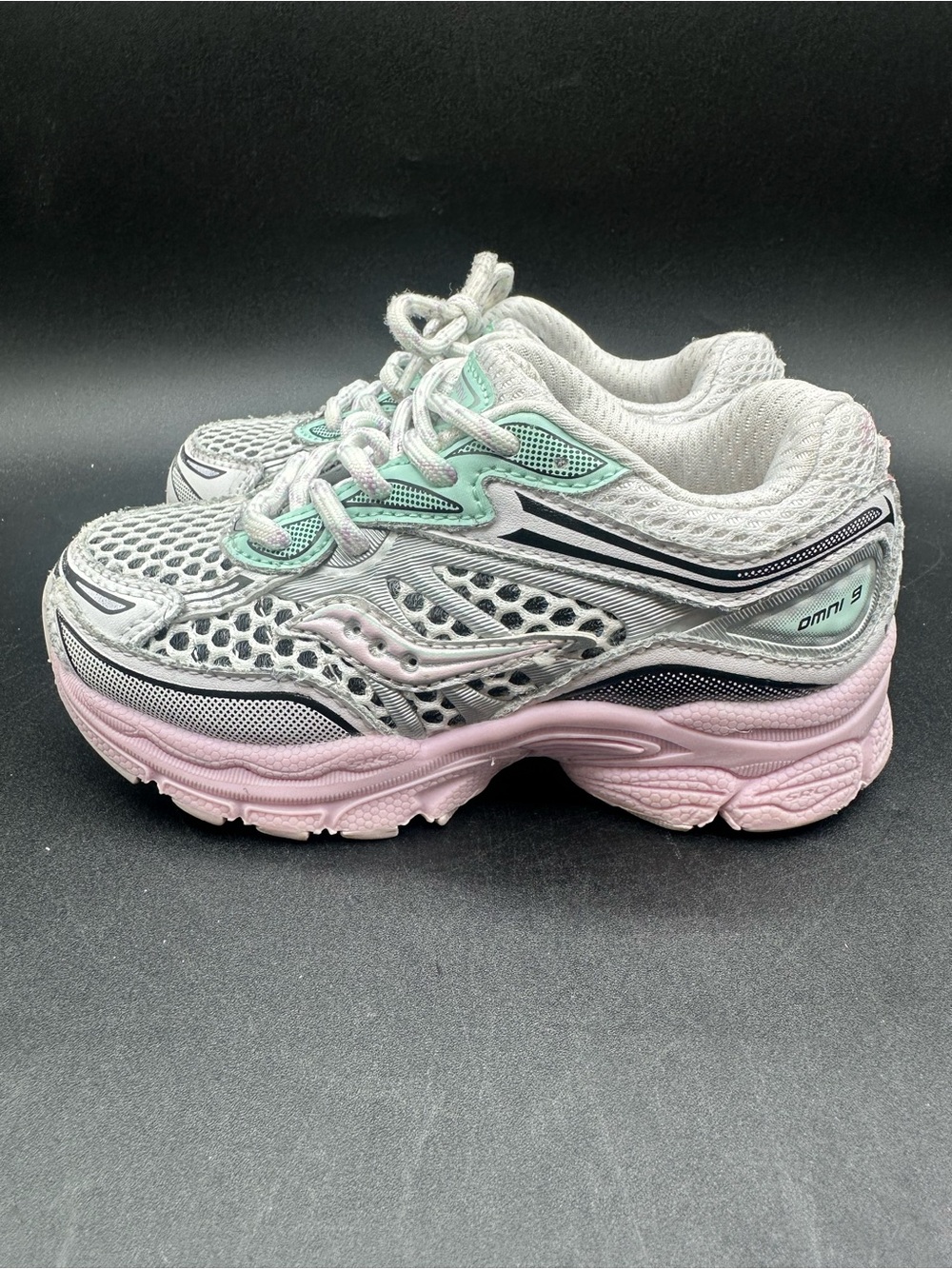 Kids Saucony Omni 9 KDZ White Lilac Mint Running Shoes Sneakers Retro